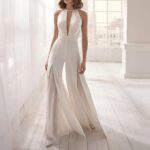 Vêtements de soirée élégants en mousseline de soie combinaison blanche